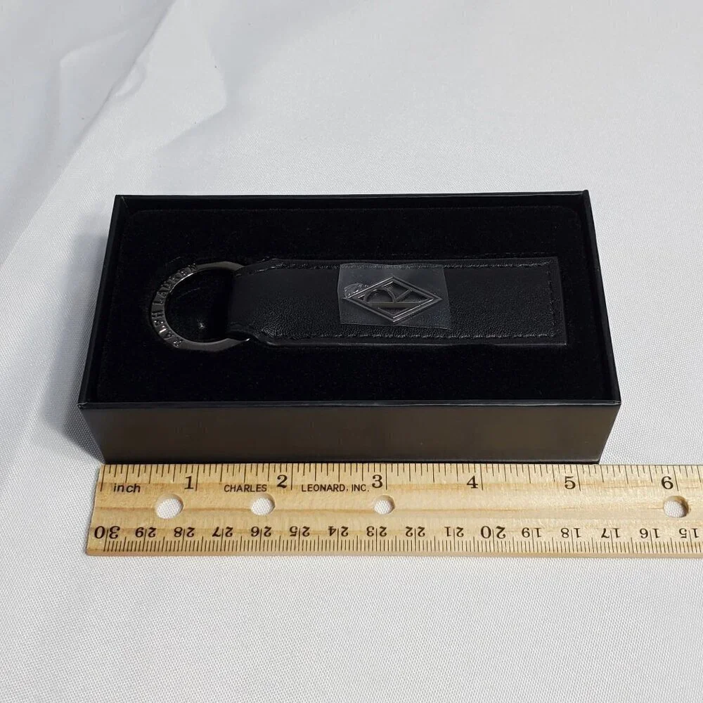 Ralph Laurens Black Diamond Club Leather Keychain Key Fob Ring In Gift Box 6.5